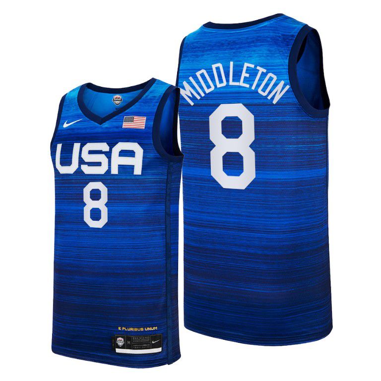 Cheap 2021 Olympic USA 8 Middleton Blue Nike NBA Jerseys
